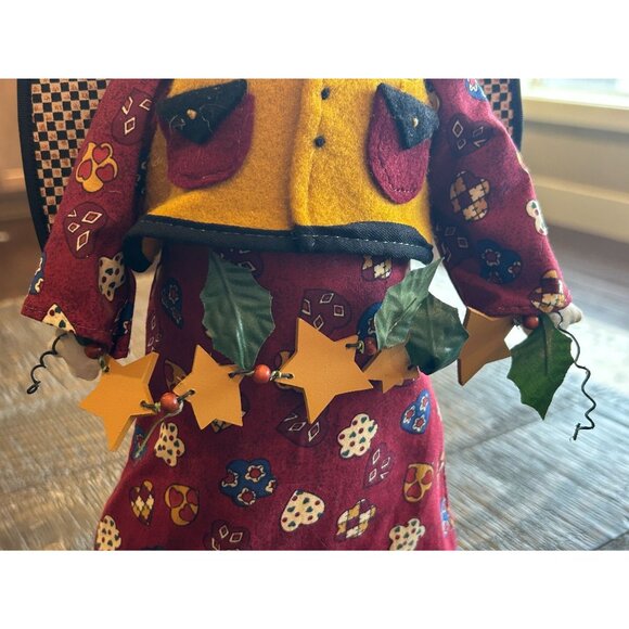 Vintage Mervyns Angel Doll With Felt Vest & Star Garland Christmas Cottage - Picture 5 of 11